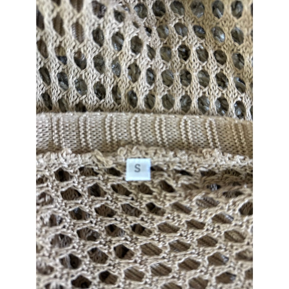 Women's‎ Tan Woven Short Sleeve Cardigan Size Small - Picture 7 of 7